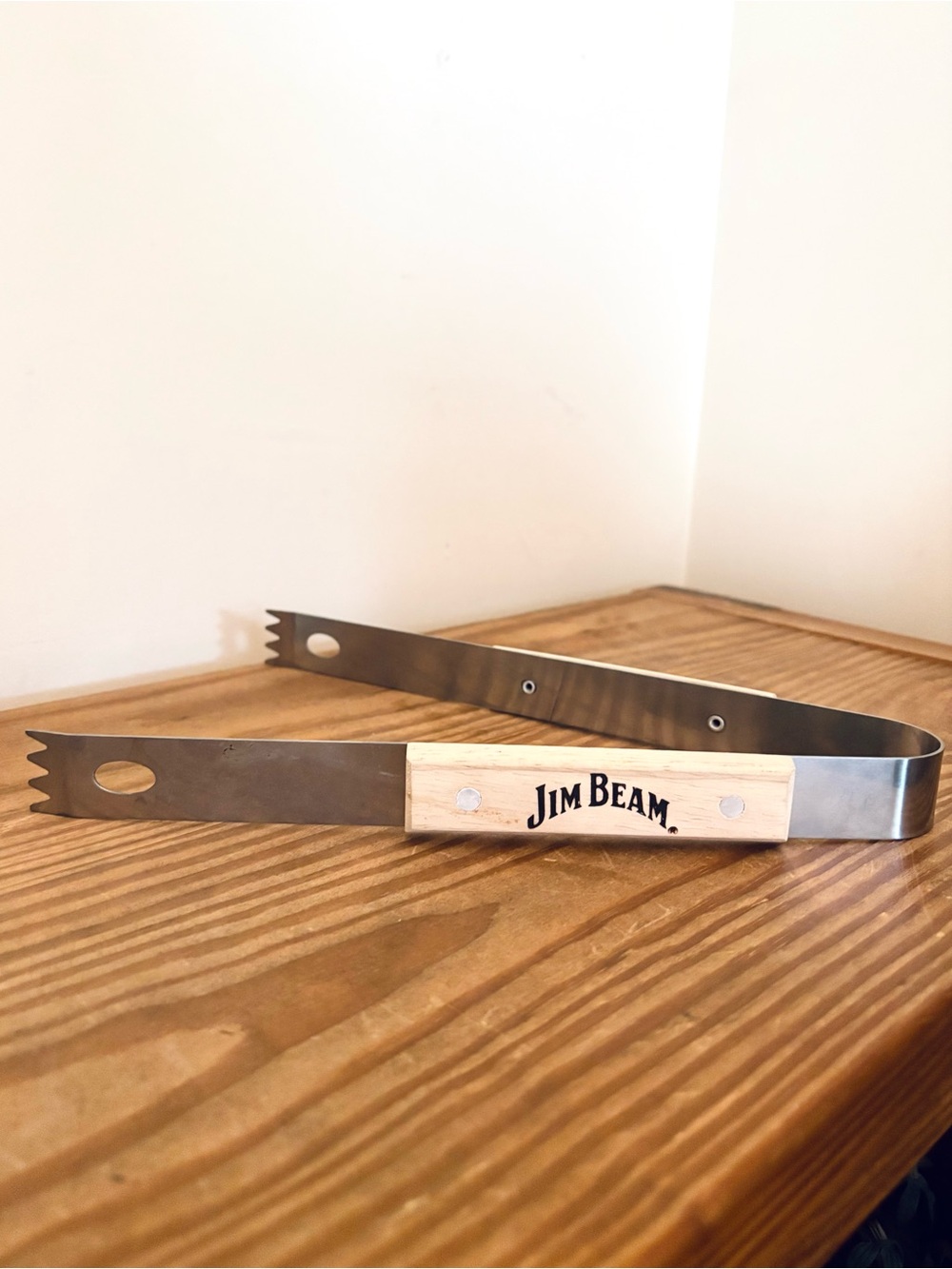 💥 Jim Beam Stainless Steel BBQ Tongs with Wood Handle